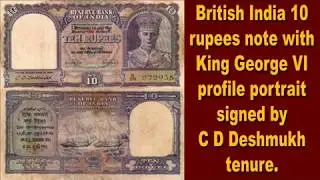 C D Deshmukh Singed Most Valuable 5 & 10 Rupees Rare Notes