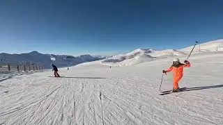Les 2 Alpes, zjazd z górnej stacji - załamanie pogody -25 stopni, wiatr ponad 100 km/h, ekstremalnie
