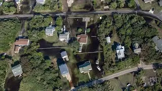 Aerial views of Hurricane Dorian aftermath on Ocracoke Island