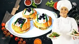 Yummiest Chicken Cheesy Pizza Burgers Recipe 😋 