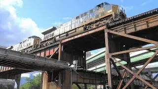 CSX Coal Train Traverses the Top Level of the Richmond Triple Bridge