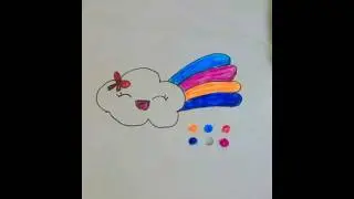 Cute rainbow cloud drawing #shorts #youtubeshorts #cute #rainbow #clouds