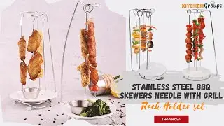 This Stainless Steel BBQ Skewers Needle with Grill Rack Holder Set Is A Great Tool For Grilling
