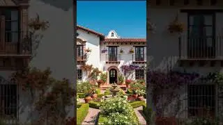 Beautiful Spanish colonial-style villa #home #design #garden #flowers #shorts