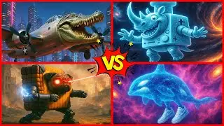 🔥 WAR CROCODILE VS SPACE ROBOT VS LASER CUBE VS COSMIC DOLPHIN 😱