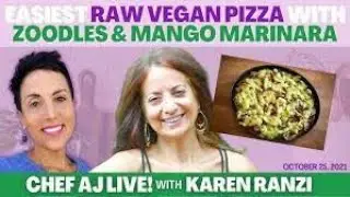 Easiest Low Fat Raw Vegan Pizza and Zoodles with Mango Marinara