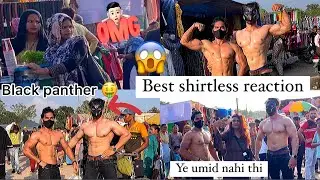 When bodybuilder goes shirtless in public | girl's epic reactions 😱| public reaction |faisal af