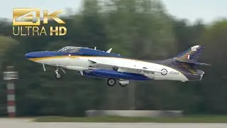 (4K) 2 Hawker Hunter F58 T72 from Hawker Hunter Aviation ZZ190 XE688 arrival Manching Airport ETSI