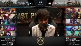 SKT (Faker Ekko) VS GAM (Optimus Syndra) Highlights - 2017 MSI Group Stage D1
