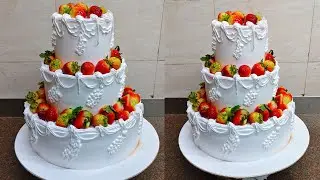 3 Tier Cake Design/3 Step Strawberry Cake Design/3 Tier Cake/Birthday Cake/Anniversary Cake Design