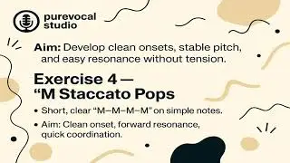 Bronze 1.4 - Beginner Vocal Warmup: M Staccato Pops (Purevocal Studio)
