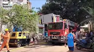 Goan Reporter News: Major Fire at Oceanic Apartments in Miramar; Fire Brigade and Others at Site
