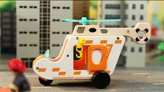 To the Rescue&rsquo; Helicopter Set | E3092 | Hape Playsets & Vehicles | Air Rescue Playset