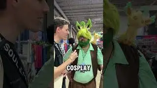 Asking Steven about his Cosplay at @otakufestfl #Cosplays #Pokemon #Eevee #Leafeon #eeveelution