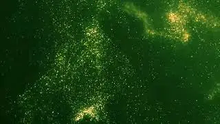 Abstract gold particles background particles and green