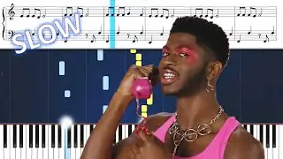 Lil Nas X - Montero (in Am, easy piano tutorial slow)