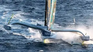 Filming the maxi trimaran Banque Populaire