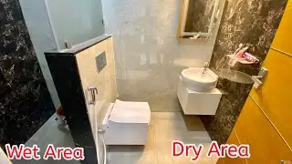 Washroom Designs // 5*8 Size // Washroom Tiles Design // Dry Area & Wet Area Glass Parition