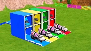 Garage with Colors  - ALL MIXER TRUCK WITH FLATBED TRAILER TRUCK, TESLA , DAF - FS22