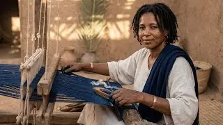 Nubia Indigo Weaving ASMR (No Talking) | Loom Sounds, Natural Dye, River Rinse | 4K