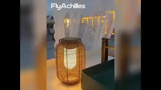 Portable Lantern Rattan LED Waterproof Solar Outdoor Lights Floor Lamp