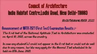 NATA Result 2021 for first test declared  nata.in |NATA Hall Ticket Download &updates about 2nd exam