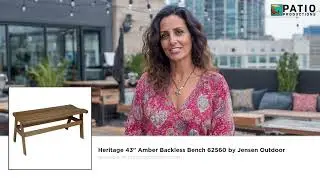 Jensen Outdoor Heritage 43&rdquo; Amber Backless Bench 62560 | Elegant Ipe Patio Dining Bench