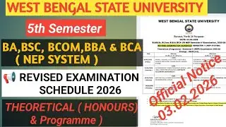 WBSU 5th sem REVISED Exam date 2026 | Wbsu 5th sem exam notice 2026 | BA, BSC BCOM, BBA & BCA | NEP 