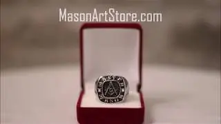 Silver Freemason Ring - Blue Lodge Master Mason, Gemstone