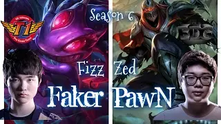 SKT T1 Faker FIZZ vs EDG PawN ZED - Patch 6.4 KR | League of Legends