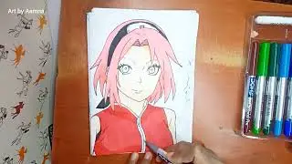 How to Colour Sakura Haruno 🌸 | Drawing Tutorial @ArtbyAamna7#sakuraharuno #naruto #animeart #artist