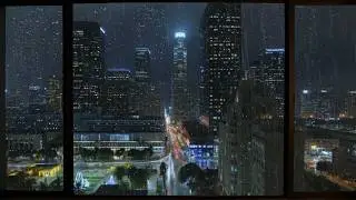 🏙️ Downtown LA Skyline in the Rain 🌧️ | Dark City Ambience for Insomnia Relief
