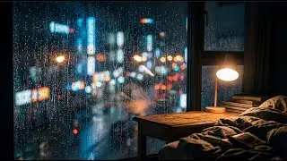 Rainy Night City Window 🌧️✨ | Cozy Room Ambience 4K | 2 Hours for Sleep, Focus & Calm