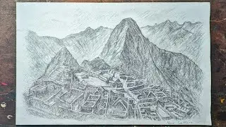 Cómo dibujar un paisaje de MACHU PICCHU realista con lápiz