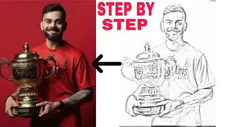 Virat Kohli drawing tutorial colouring #shorts #viral #kingkohli #drawing