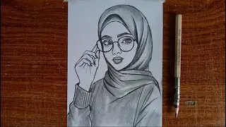 How to Draw a Cute Hijab Girl with Glasses | Easy Step by Step Drawing Tutorial for Beginners