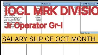 SALARY SLIP OF JR OPERATOR IOCL #IOCL#salryincrees #salary #iocljobs #payslip #psu #govtjob #money 