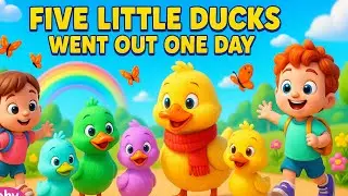 🐥 Five Little Ducks Song | Counting Numbers & Learning Fun | Baby Bubbles Star 🌟