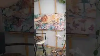 Finishing a huge expressive surreal portrait! 🖌✨️🩷 #art #oilpainting #expression #artshorts