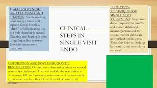 Clinical steps in single visit endodontics