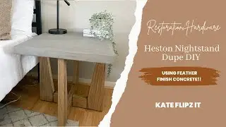 RESTORATION HARDWARE DUPE // $1150 Nightstand for $20 // RH Heston Dupe DIY Feather Finish Concrete