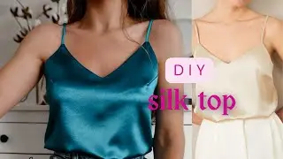 HOW TO SEW Satin top// DIY Easy Silk Slip Top// Super easy sewing tutorial: beginners friendly