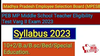 Madhya Pradesh MPESB / PEB Middle School Teacher Eligibility SYLLABUS MSTET 2023