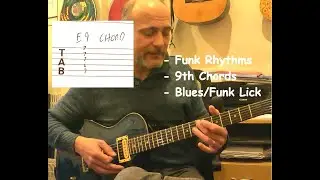 Intermediate Guitar Lesson: Funk Rhythm ideas - Ninth Chord and a Blues Lick