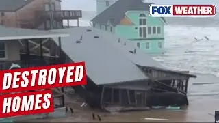 Dramatic Footage In North Carolina Shows Violent Waves Crashing Into Homes And Knocking Them Over