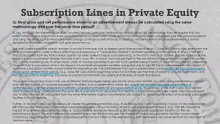 SEC Marketing Rule Violation? Net IRRs without Sub Line adjustments