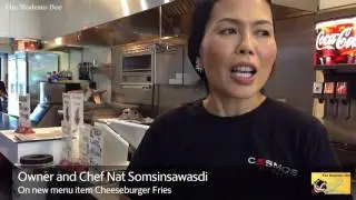 Making Cheeseburger Fries at Cosmos Burgers