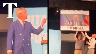 Putin banner interrupts Nigel Farage speech in Essex