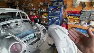 1957 VW Oval Beetle hood body work process from start to finish