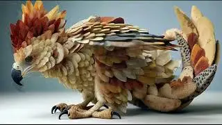 Textile Gryffin Sculptures! Try this p-code: Gryffin, made of laundry --ar 16:9 --profile wvwxerj